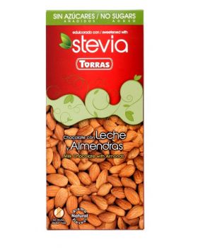 Chocolate STEVIA leche + almendras 125 gr.