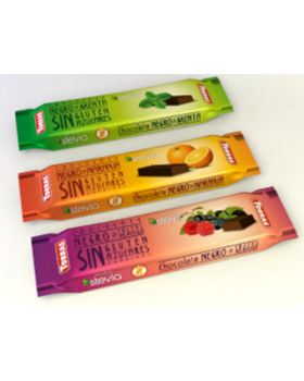 Chocolatinas STEVIA negro con Frutas del Bosque 35grs .