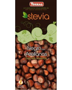 Chocolate STEVIA negro + avellana 125grs .