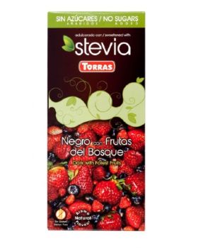 Chocolate STEVIA negro + Frutas del Bosque 125grs .