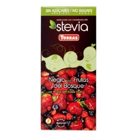 Chocolate STEVIA negro+Frutas Bosque 125gr TORRAS