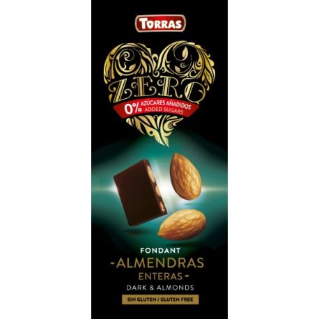 Chocolate ZERO Negro almendra enteras125gr TORRAS