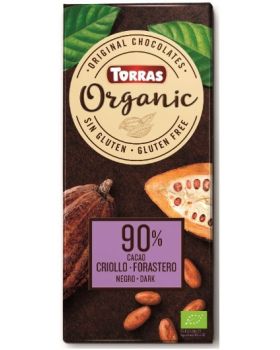 Chocolate BIO Negro 90% cacao Criollo y Forastero 100gr TORRAS