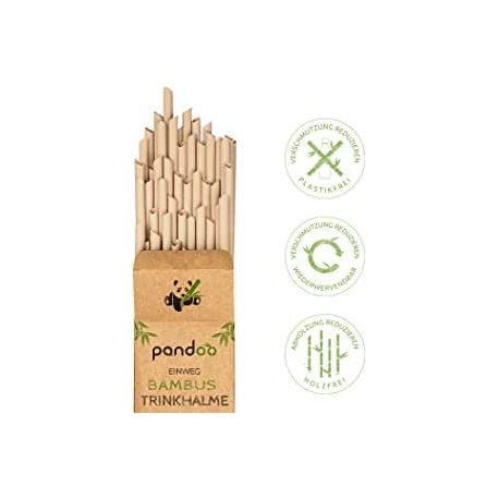 Pajitas papel bambu desechables 50 u.PANDOO