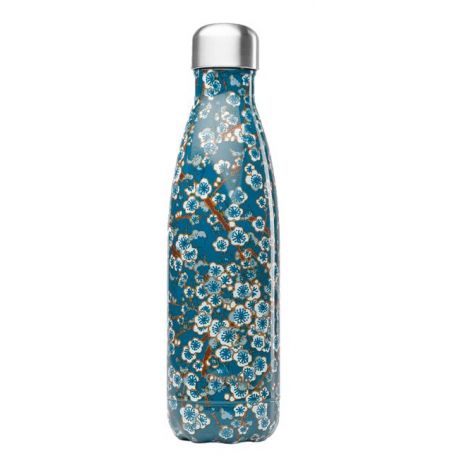 Botella Isotermica Acero Inox. FLORES AZUL 500ml