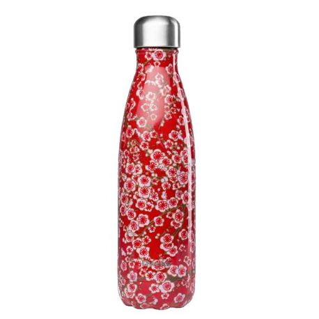 Vaso Isotermica Acero Inox. FLORES ROJO 470 ml QWETCH