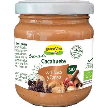 Crema Cacahuete pasas+canela BIO 175gr GRANOVITA