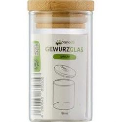 Bote 160 ml Vidrio con tapa de madera bambu-PANDOO