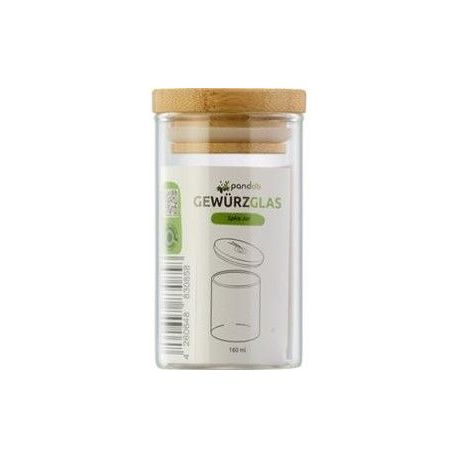 Bote 160 ml Vidrio con tapa de madera bambu-PANDOO